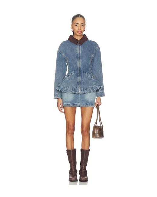 Line & Dot Blue Mottle Mini Skirt