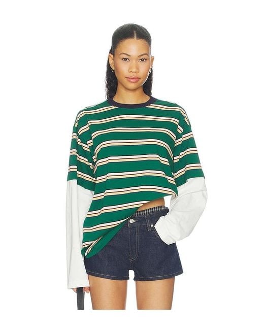 Lovers + Friends Green Dana Layered Tee