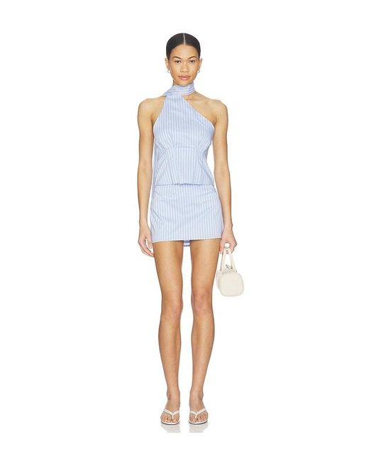 ALL THE WAYS Blue Sandy Tie Neck Top