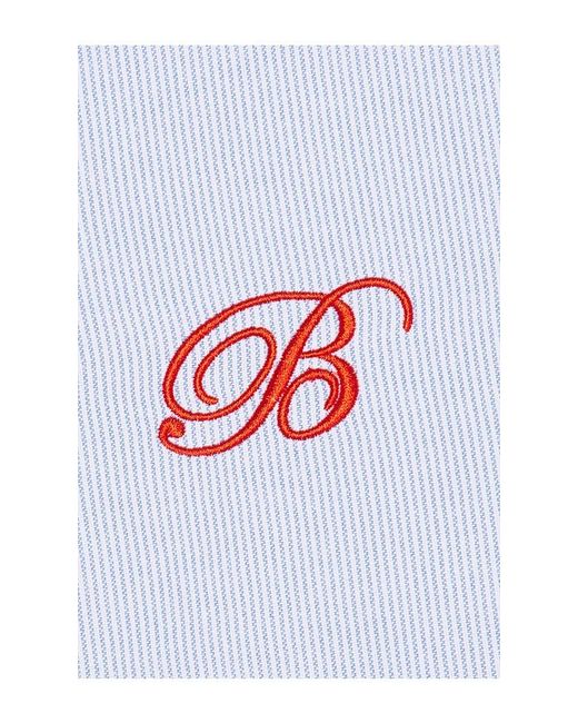 BOUND White Half Button Script Oxford Shirt for men