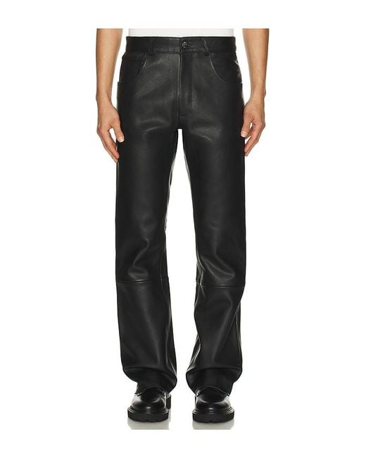 MIDNIGHT RODEO Black Leather Pants for men