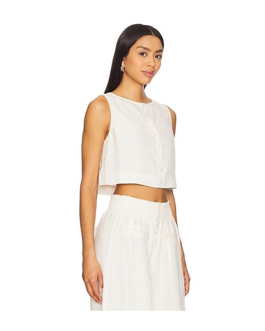 WeWoreWhat White Boxy Linen Boatneck Top