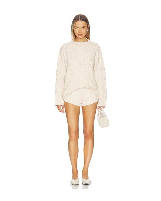 Lioness White Liaison Cable Knit Pullover