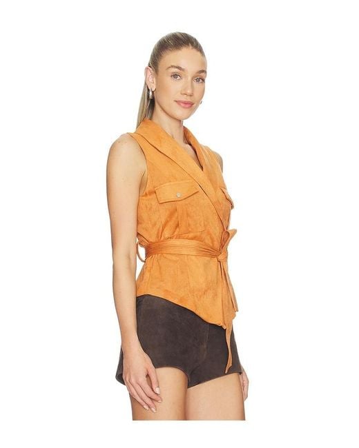 MORE TO COME Orange Aaliyah Faux Suede Vest