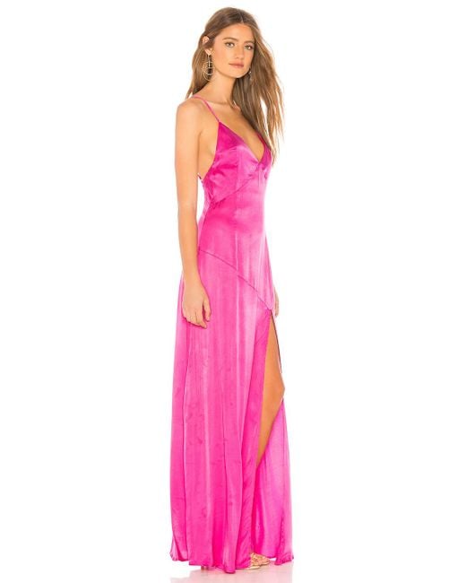Lovers + Friends Satin Avery Maxi Dress in Hot Magenta (Pink) Lyst