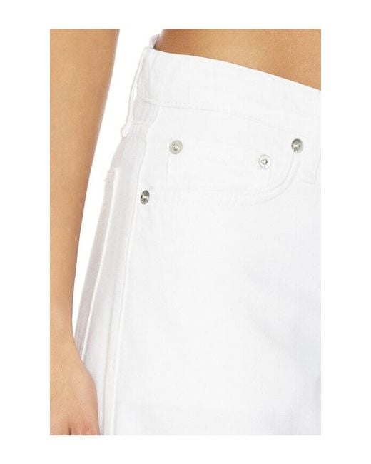 Rag & Bone White Featherweight Cam Low-Rise Full Straight Jeans