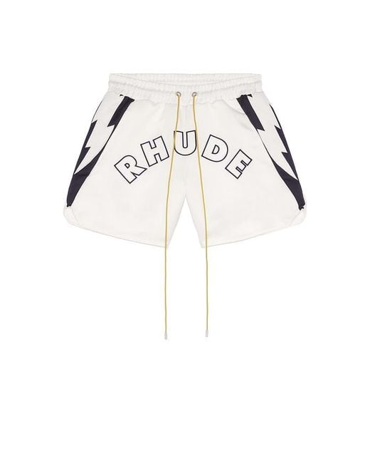 Rhude White Logo Lightning Shorts for men
