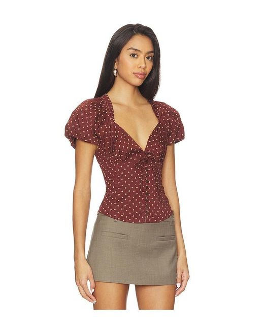 Free People Brown Summer Printed Blouse