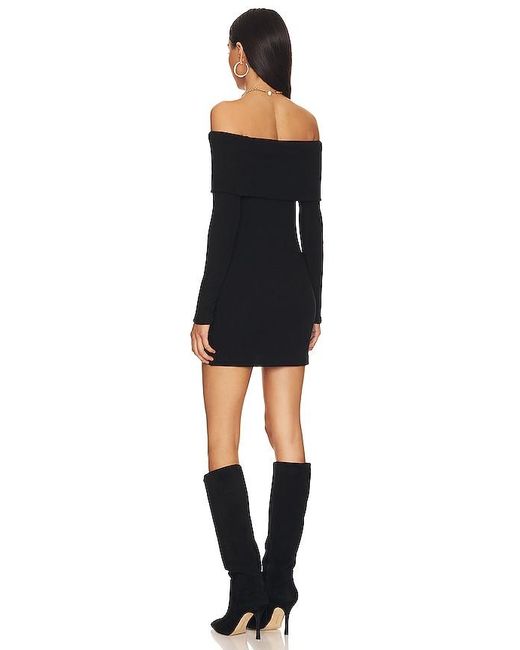 Enza Costa Black Off-Shoulder Sweater Mini Dress