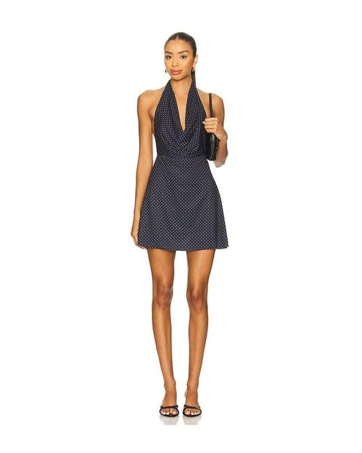 WeWoreWhat X Revolve Halter Cowl Mini Dress Blue