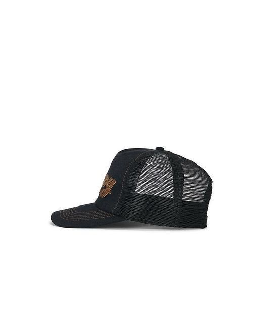 Happy Caps Black Leather Studded Script Meshback for men