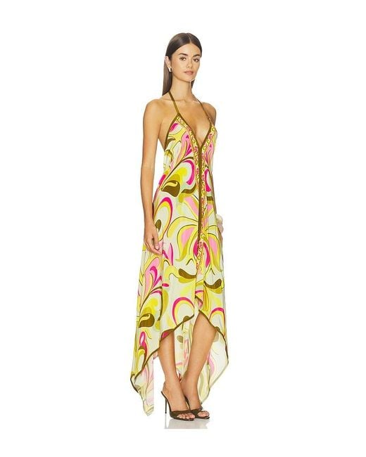 Rococo Sand Metallic High-Low Handkerchief Dress