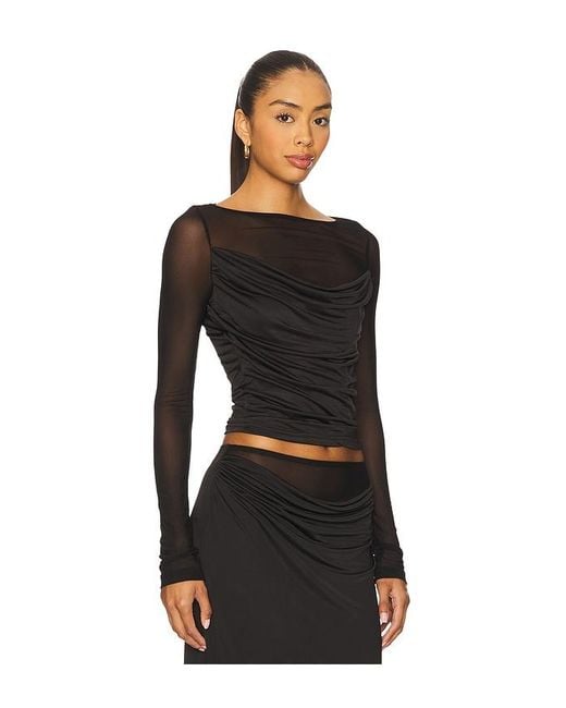 Runaway the Label Black Wilona Sleeved Cowl Top