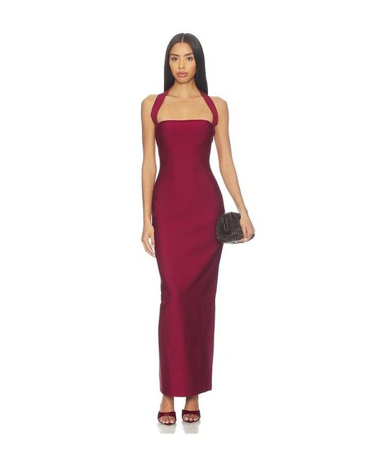 sachin and babi light blue dress superdown Chloe Halter Maxi Dress in Red