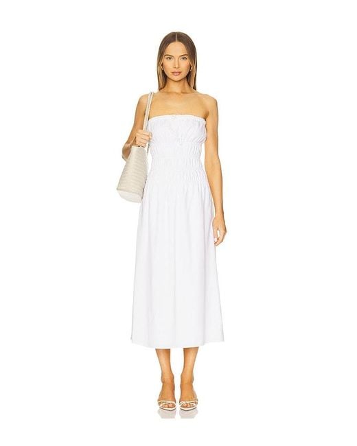 Onia White Air Linen Smocked Maxi Dress