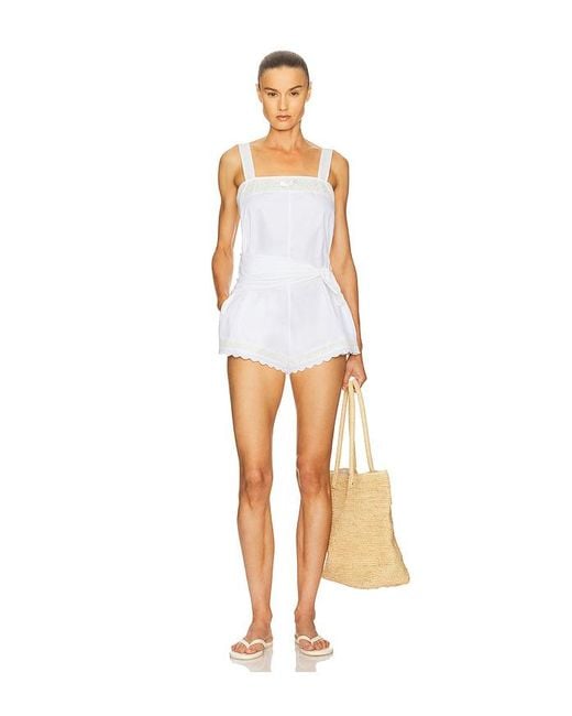 Helsa White The Summer Playsuit With Vintage Swiss Embroidery