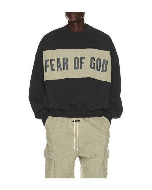 Fear Of God Black Cropped Relaxed Panelled Sweatshirt for men