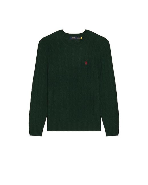 Polo Ralph Lauren Green Long Sleeve Wool Cashmere Cable Knit Crewneck Sweater for men