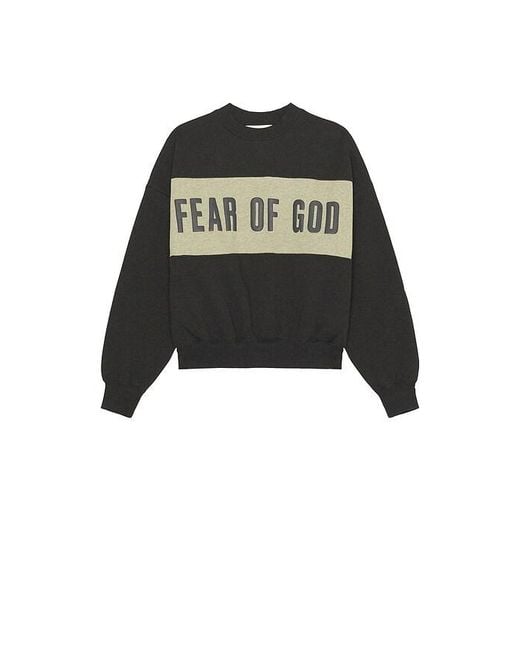 Fear Of God Black Cropped Relaxed Panelled Sweatshirt for men
