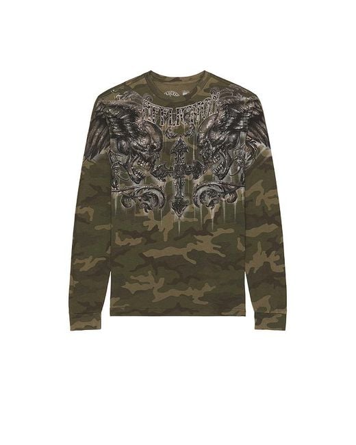 Camiseta Fragmented En Color Militar Talla (También En M, S, Xl/1X) Affliction de hombre de color Green