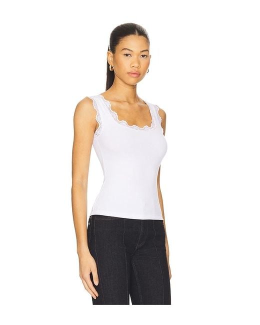 LNA Blue Tanktop Aus Spitze Mit Rippstruktur Cassidy