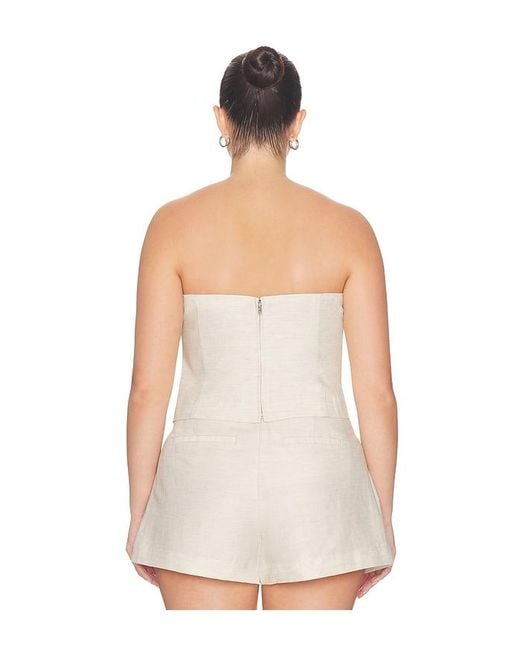 GOOD AMERICAN White Linen Strapless Top