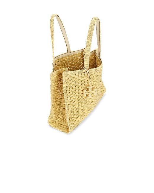 Tory Burch Yellow Ella Hand Crocheted Popcorn Stitch Large Tote Bag