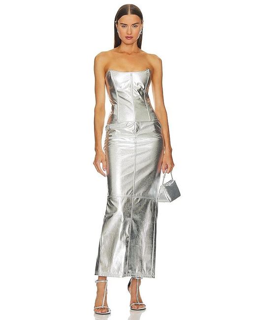 Lovers + Friends White Monique Faux Leather Corset