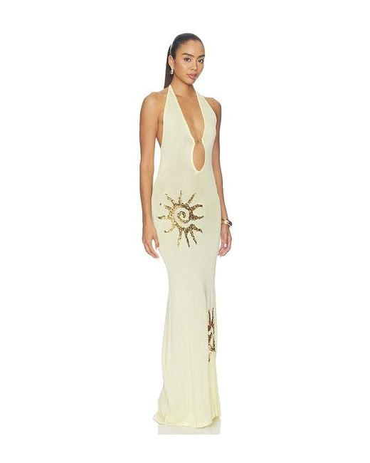 Runaway the Label White Sabrina Halter Knit Maxi Dress
