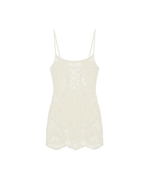 Halo White Crochet Mini Slip Dress