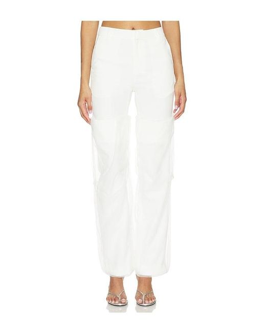 MARRKNULL White Mesh Panel Long Pant