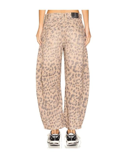 Free People Natural X We The Free Good Luck Printed Mid Rise Barrel