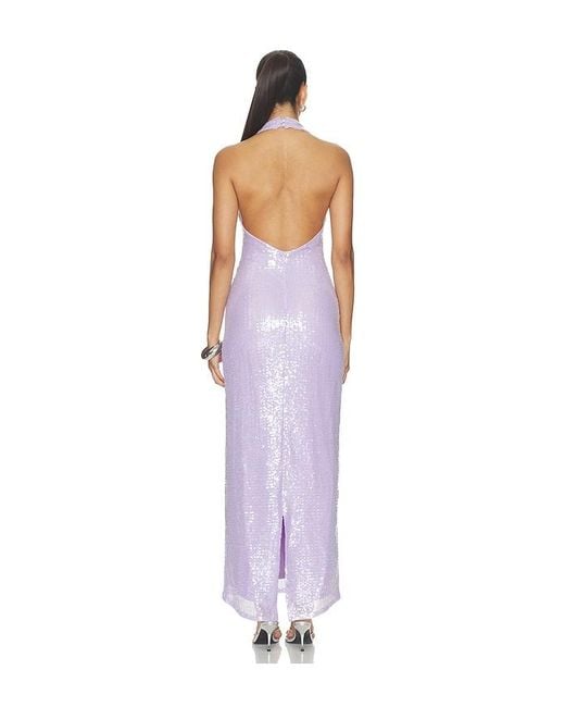 MORE TO COME Purple Charlice Halter Gown