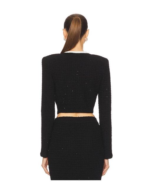 Self-Portrait Black Floral Textured Knit Jacket