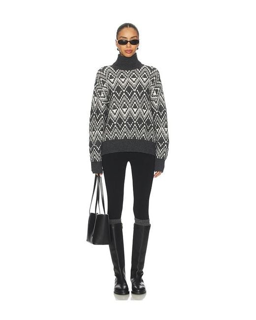 Varley Black Ida Relaxed Fairisle Rollneck Sweater