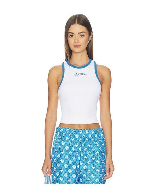 Casablanca Blue Ribbed Tank Top