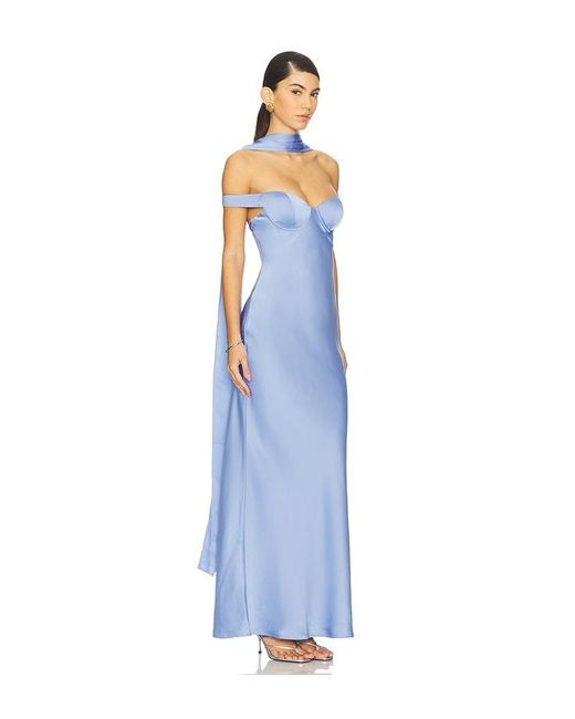 Runaway the Label Blue Raphaella Off Shoulder Maxi Dress