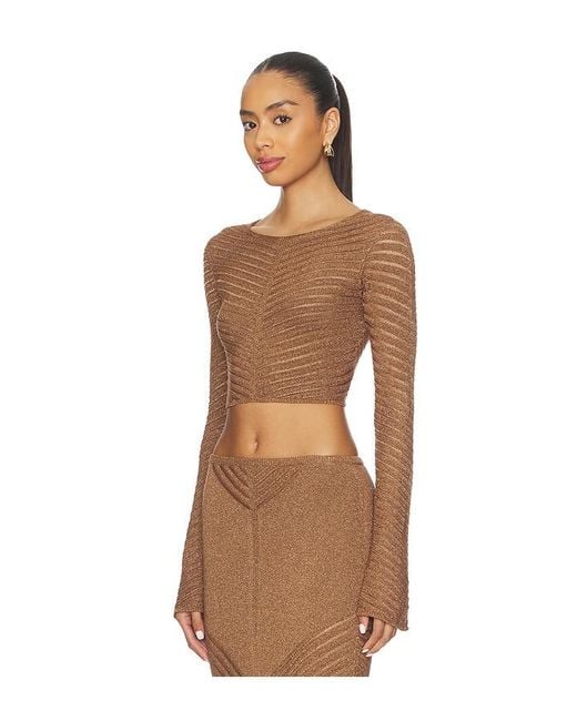 Devon Windsor Brown Raya Metallic Top