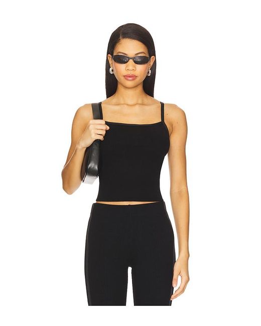 DONNI. Rib Satin Tank Top Black