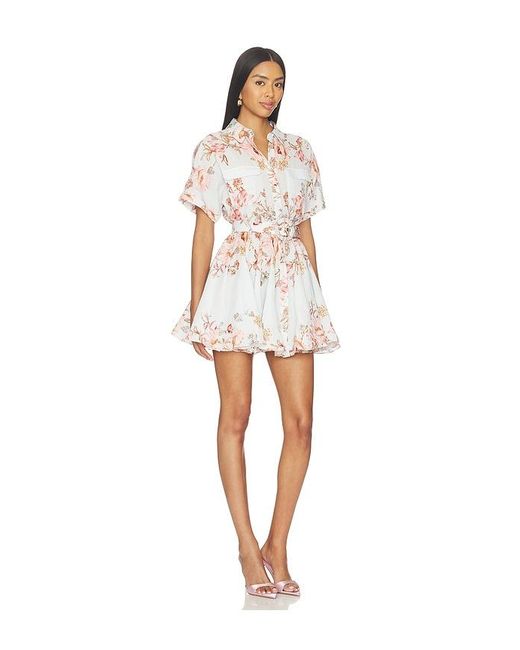 Hemant & Nandita White Short Dress With Buckle Belt