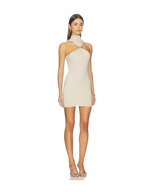 superdown White Charlie Knot Front Knit Dress