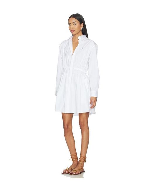 Polo Ralph Lauren White Cotton Long Sleeve Shirt Dress