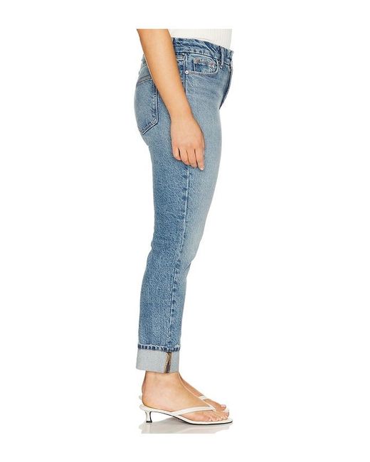 GOOD AMERICAN Blue Mid Rise Good Classic Cuffed Jeans