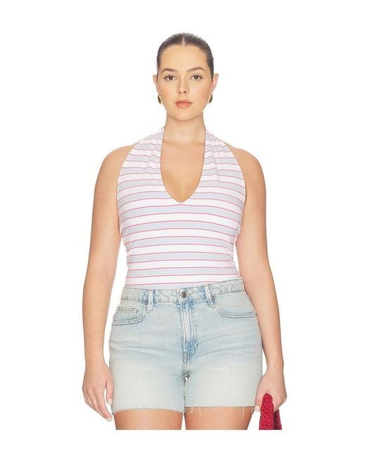 GOOD AMERICAN White Super Stretch Halter Tank Top