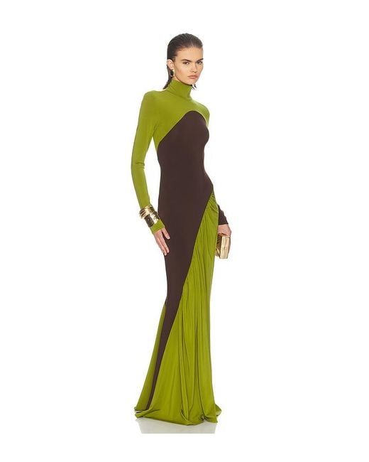 Helsa Green The Abstraction Color Blocked Jersey Dress