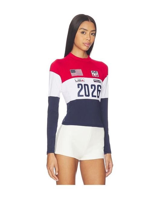 Polo Ralph Lauren Red Langärmliges Shirt Mit Stehkragen