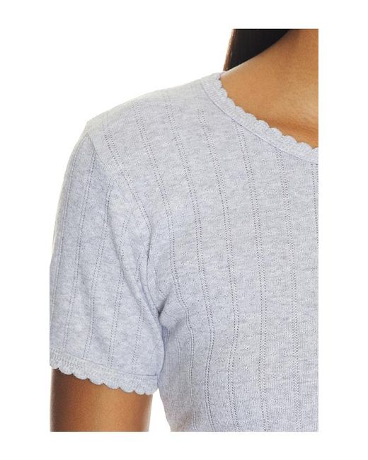 Leset White Pointelle Slim Fit Tee