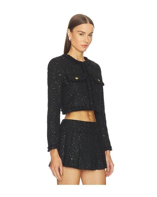 Alice + Olivia Black Dumont Tweed Boxy Jacket