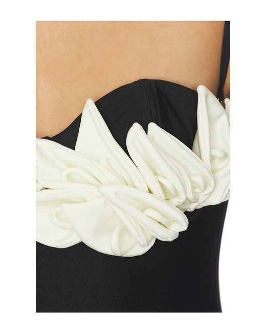 PATBO Black Selene Mesh Flower Applique Midi Dress