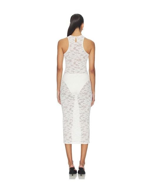 Fleur du Mal White Le Stretch Lace Racer Tank Dress
